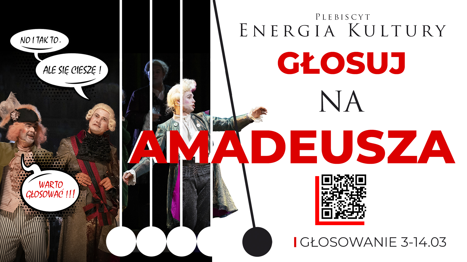 infografika z linkiem do glosowania na spektakl Amadeusz