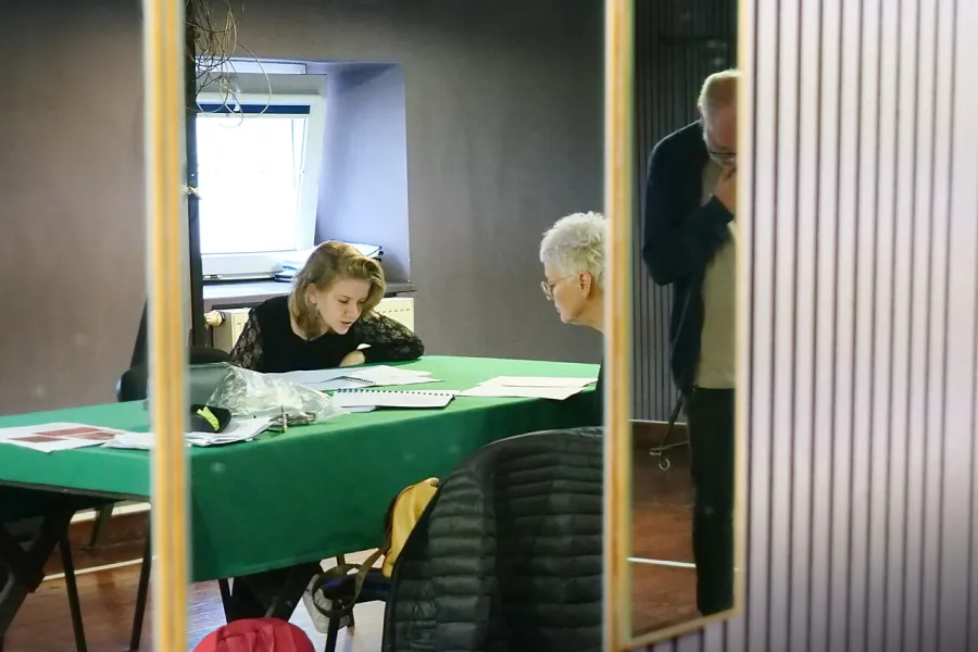 próba do spektaklu Gra w Strindberga, Robert Latusek, Agnieszka Kowalska, Sara Lityńska, fot. Marcin Nowak