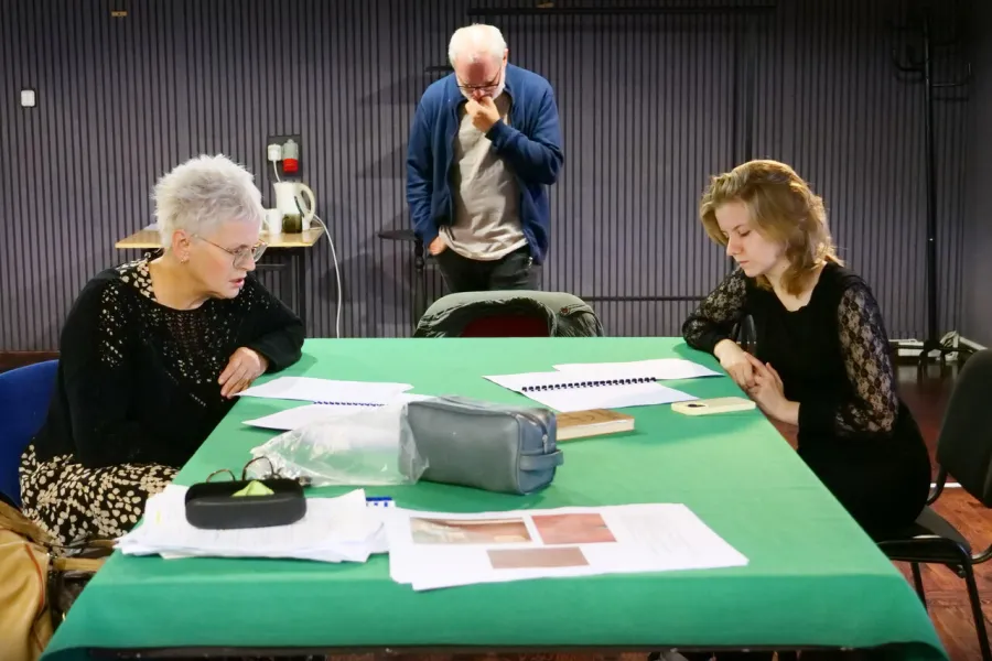 próba do spektaklu Gra w Strindberga, Robert Latusek, Agnieszka Kowalska, Sara Lityńska, fot. Marcin Nowak