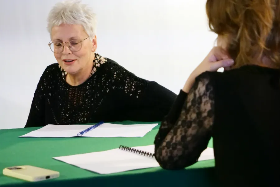 próba do spektaklu Gra w Strindberga, Agnieszka Kowalska, Sara Lityńska, fot. Marcin Nowak