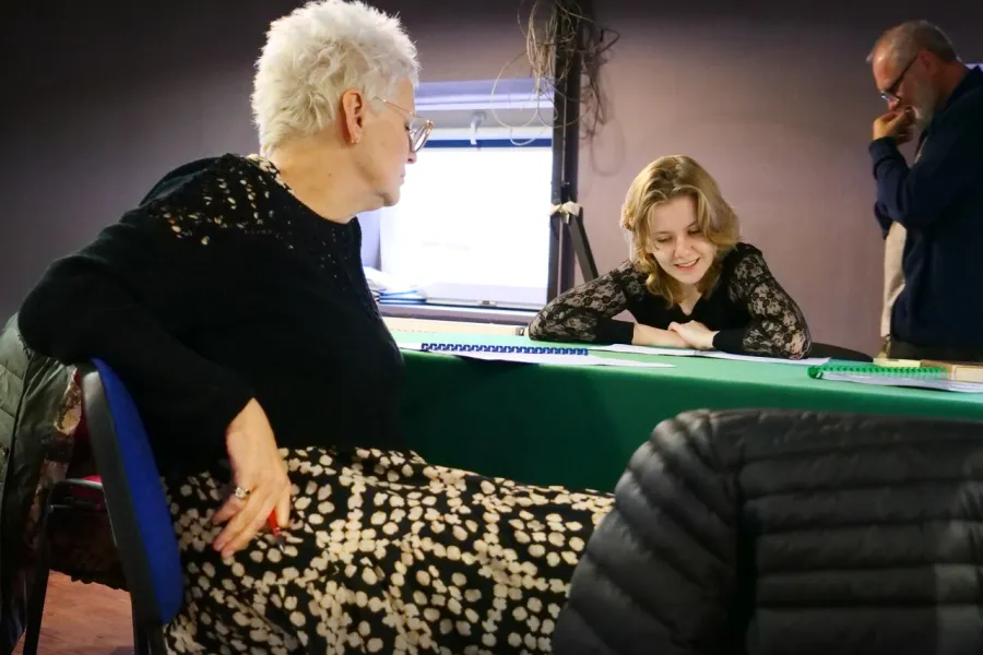 próba do spektaklu Gra w Strindberga, Robert Latusek, Agnieszka Kowalska, Sara Lityńska, fot. Marcin Nowak