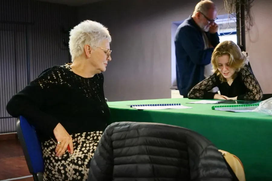 próba do spektaklu Gra w Strindberga, Robert Latusek, Agnieszka Kowalska, Sara Lityńska, fot. Marcin Nowak