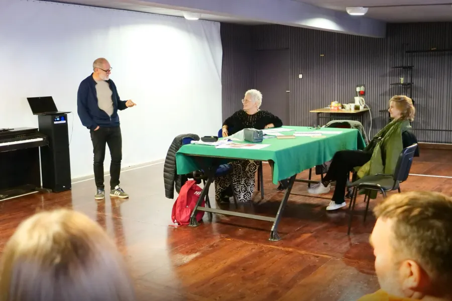 próba do spektaklu Gra w Strindberga, Robert Latusek, Agnieszka Kowalska, Sara Lityńska, fot. Marcin Nowak