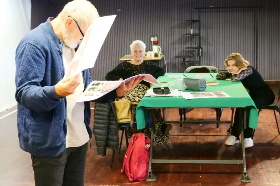 próba do spektaklu Gra w Strindberga, Robert Latusek, Agnieszka Kowalska, Sara Lityńska, fot. Marcin Nowak