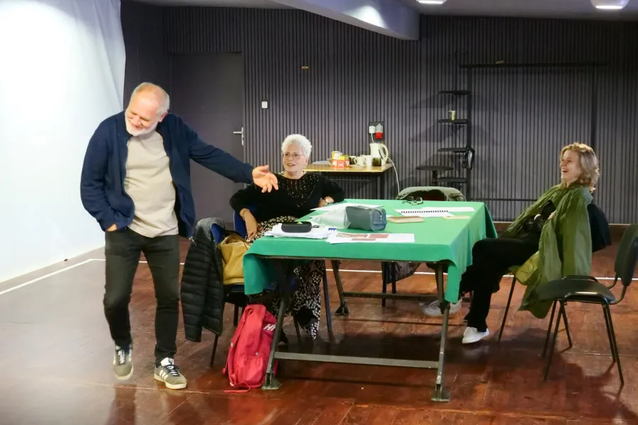 próba do spektaklu Gra w Strindberga, Robert Latusek, Agnieszka Kowalska, Sara Lityńska, fot. Marcin Nowak