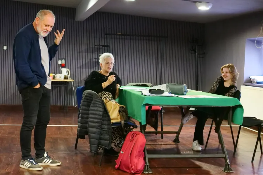 próba do spektaklu Gra w Strindberga, Robert Latusek, Agnieszka Kowalska, Sara Lityńska, fot. Marcin Nowak