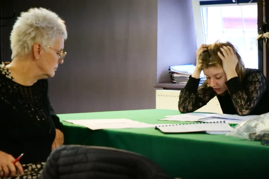 próba do spektaklu Gra w Strindberga, Agnieszka Kowalska, Sara Lityńska, fot. Marcin Nowak