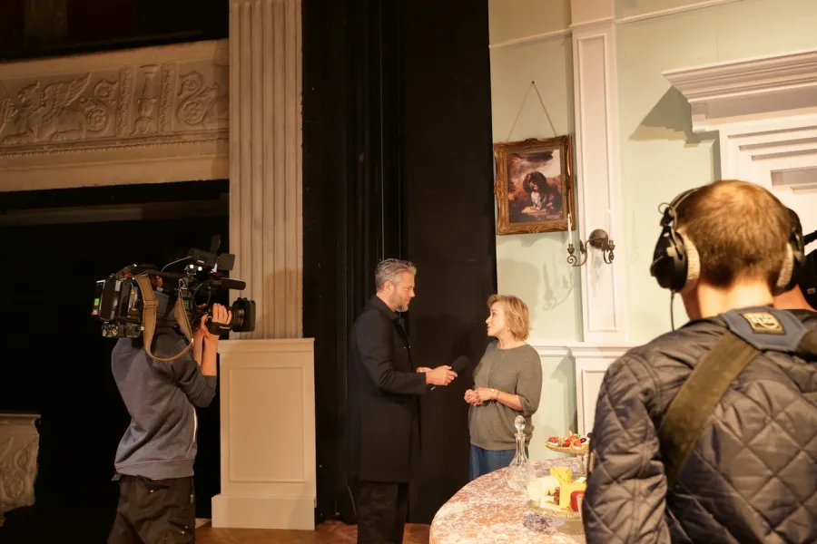 próba medialna spektaklu „Świętoszek", na zdjęciu: Olivier Janiak i Małgorzata Kowalska, fot. Alicja Miśkiewicz